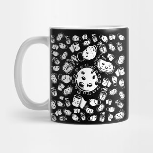 Corona virus cartoon character BW Mug